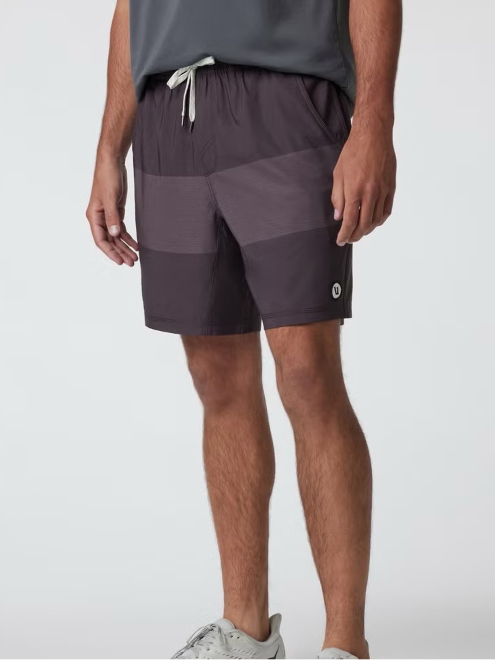 Vuori Deep Purple Gray Sangria Texture Block Kore Shorts, Size Medium